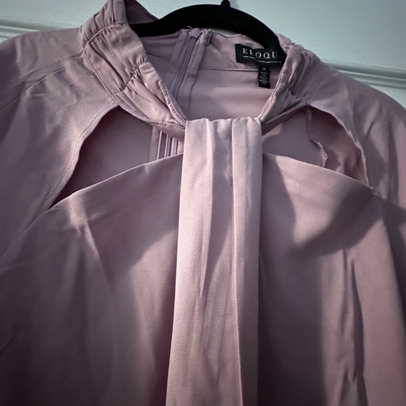 NWT Eloquii Dusty Pink Blouse – 3X – High Neck, Back Zip, Peekhole Detail - Picture 3 of 7